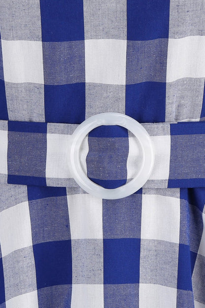 Halter Plaid Sleeveless 1950s Dresses with Belt