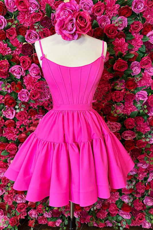 A-line Ruffled Lace-Up Homecoming Dresses