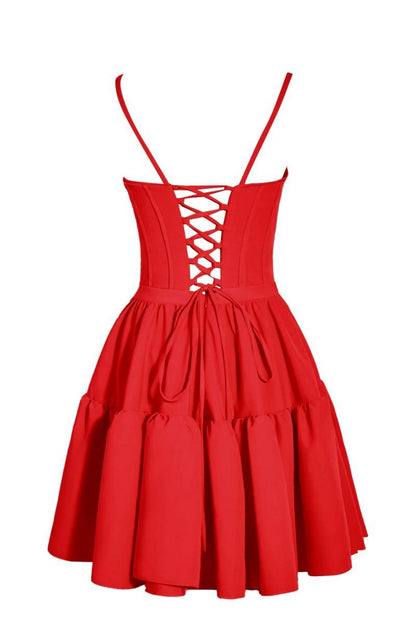 A-line Ruffled Lace-Up Homecoming Dresses