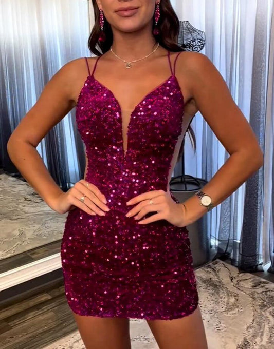 Sheath Sequin Homecoming Dresses