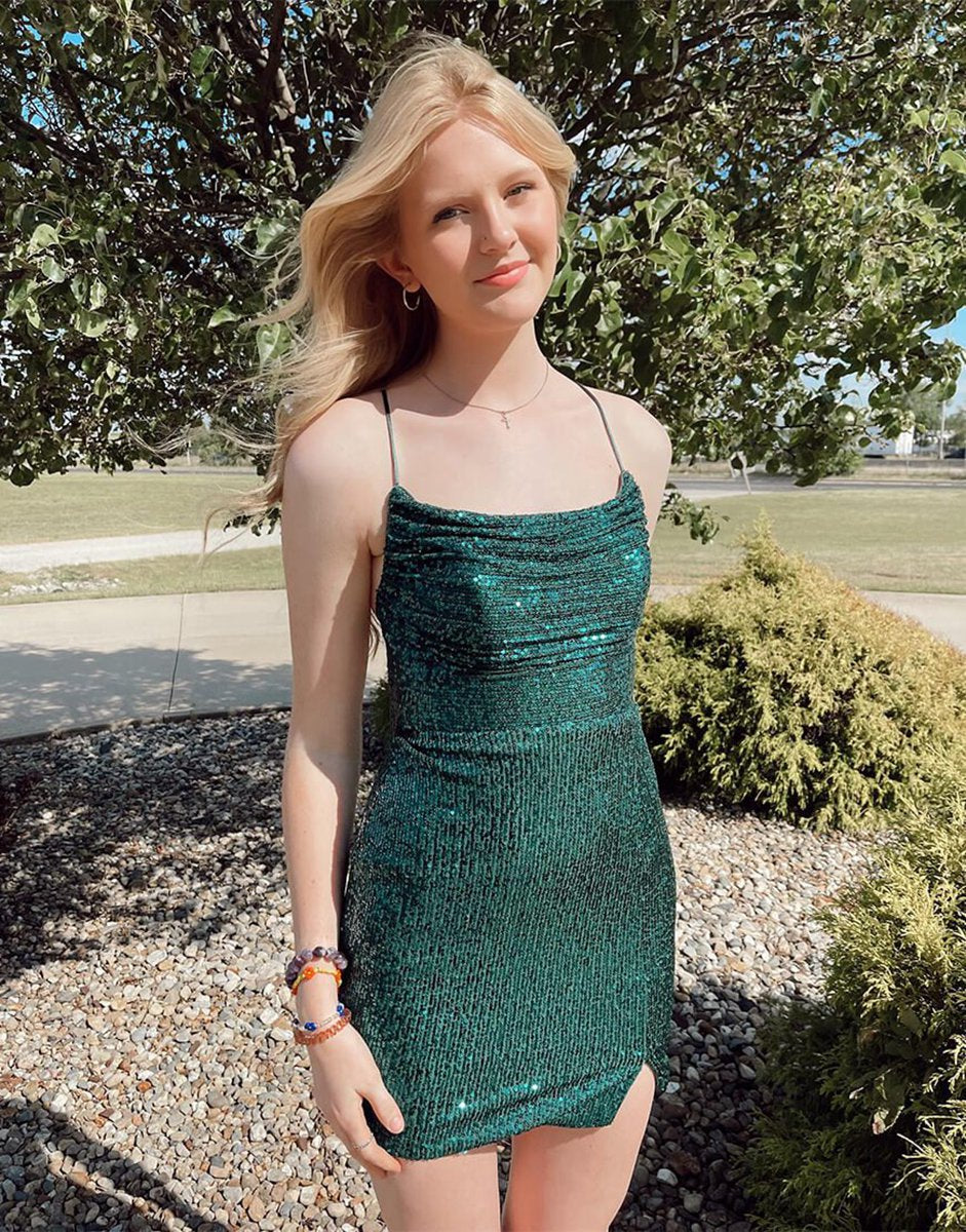 Sheath Sequin Short Mini Homecoming Dresses