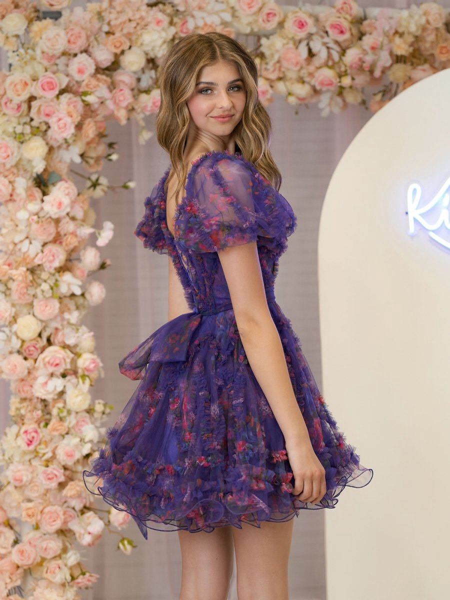 A-line Off the Shoulder Printed Homecoming Dresses