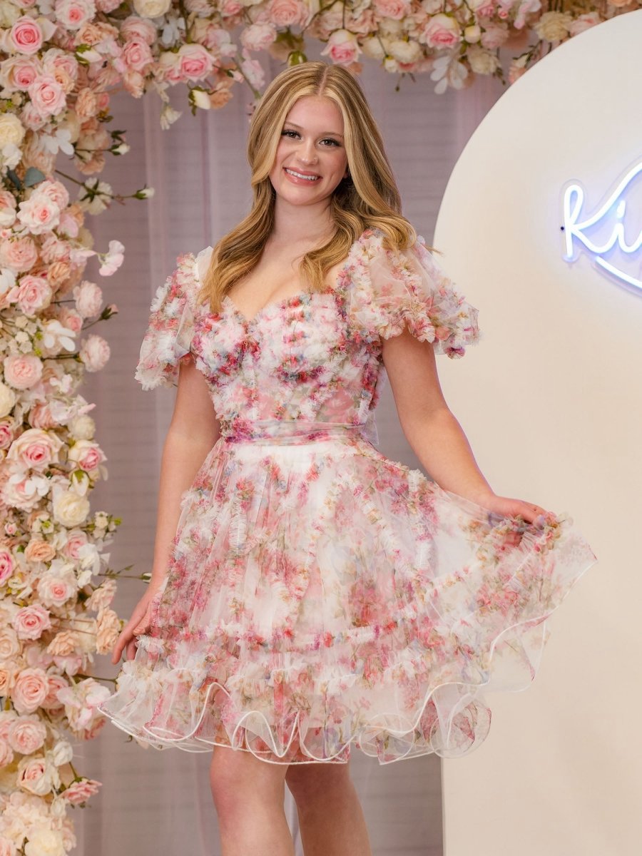 A-line Off the Shoulder Printed Homecoming Dresses