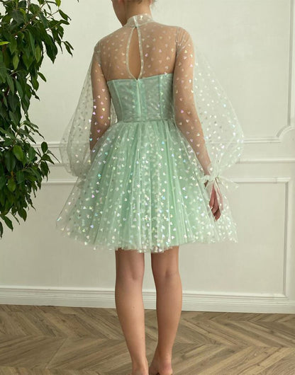 A-line Corset Homecoming Dresses with Sleeves