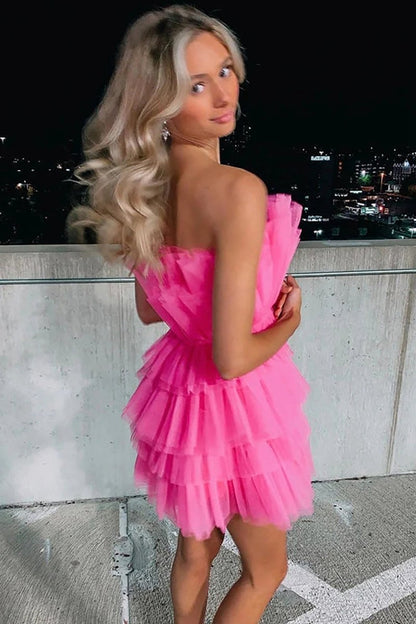 A-line Strapless Short Homecoming Dresses