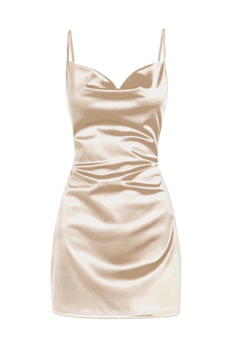 Simple Cowl Neck Satin Homecoming Dresses