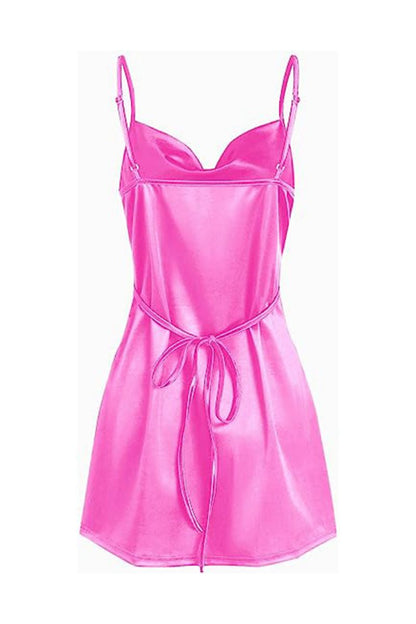 Simple Cowl Neck Satin Homecoming Dresses