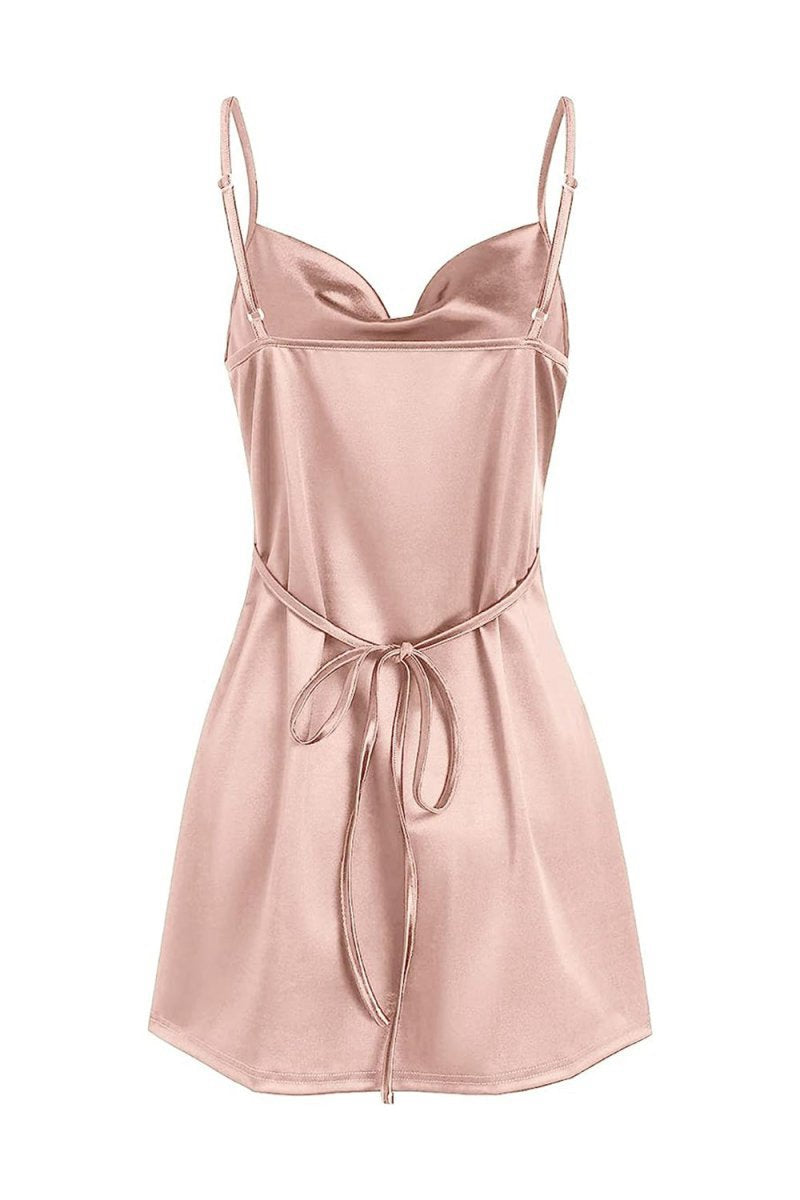 Simple Cowl Neck Satin Homecoming Dresses