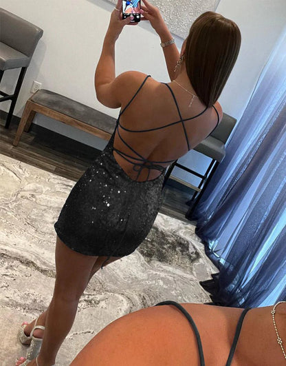 Bodycon Scoop Neck Sequins Homecoming Dresses