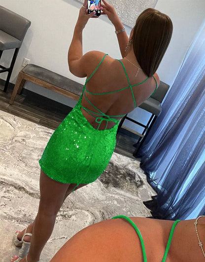 Bodycon Scoop Neck Sequins Homecoming Dresses