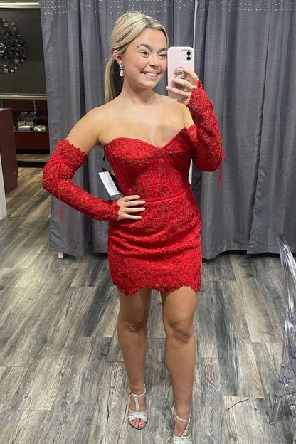 Sweetheart Lace Corset Bodycon Homecoming Dresses