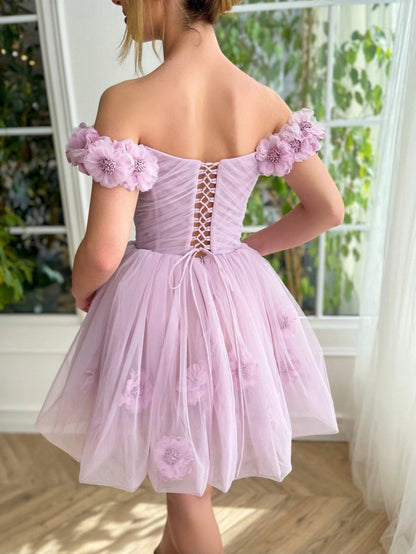 Corset Strapless Short Tulle Homecoming Dresses
