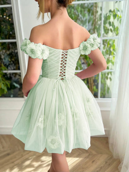 Corset Strapless Short Tulle Homecoming Dresses