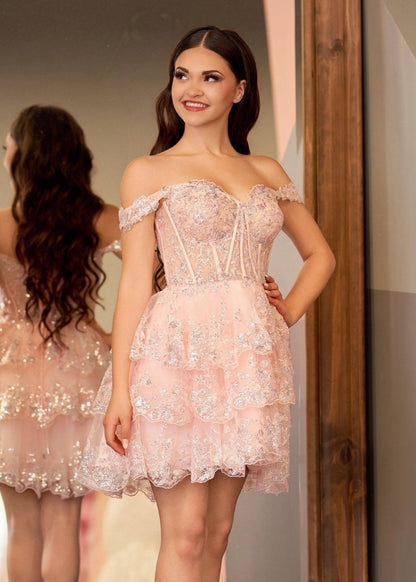 A-line Sweetheart Tie Short Homecoming Dresses