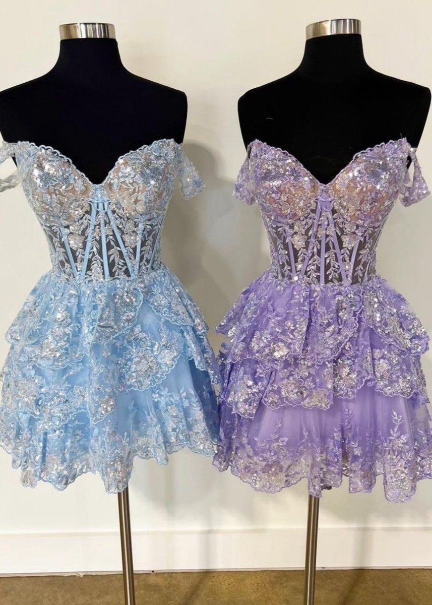 A-line Sweetheart Tie Short Homecoming Dresses