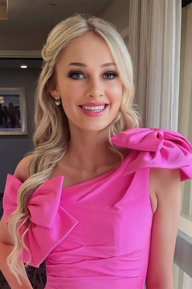 One Shoulder Sheath Homecoming Dresses with Bows