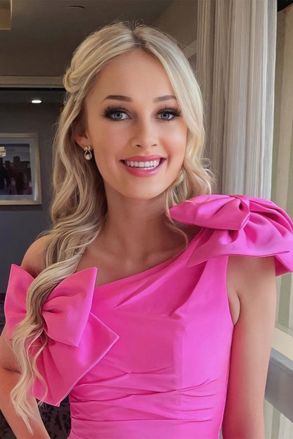 One Shoulder Sheath Homecoming Dresses with Bows