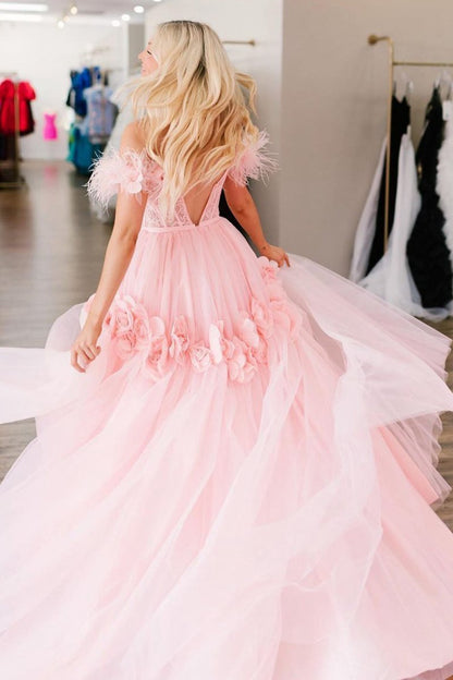 PRINCESS A-line Off the Shoulder LACE TULLE PROM Dresses