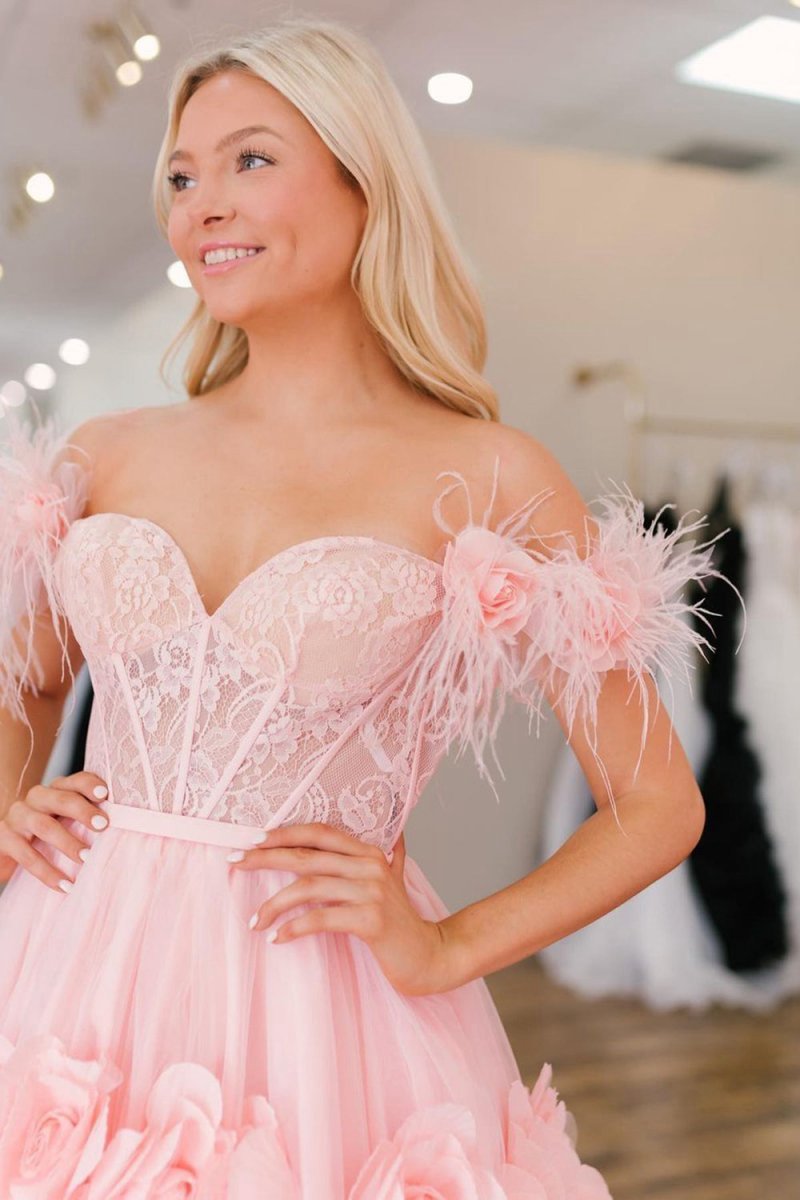 PRINCESS A-line Off the Shoulder LACE TULLE PROM Dresses