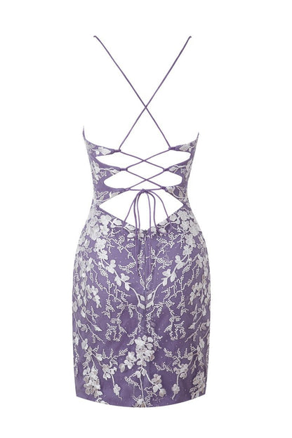 Sheath Short Spaghetti Straps Lace Homecoming Dresses