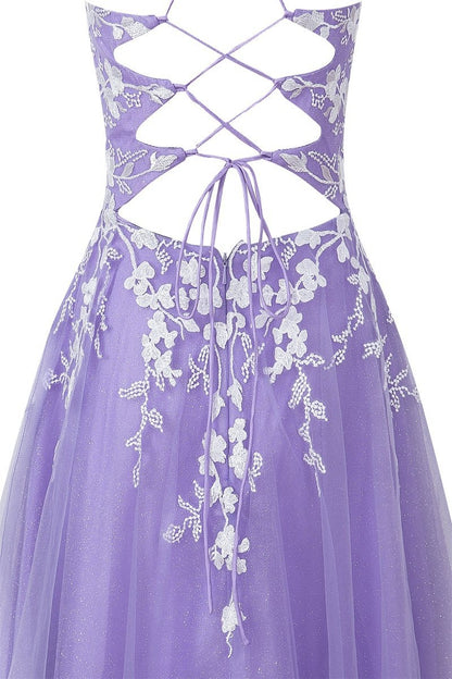 Aline Short Glitter Tulle Homecoming Dresses with Appliques