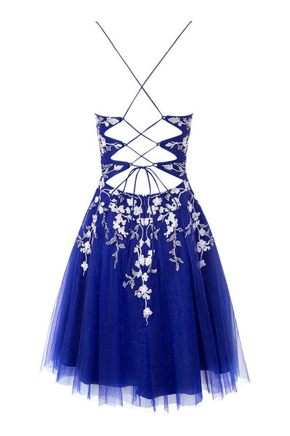 Aline Short Glitter Tulle Homecoming Dresses with Appliques