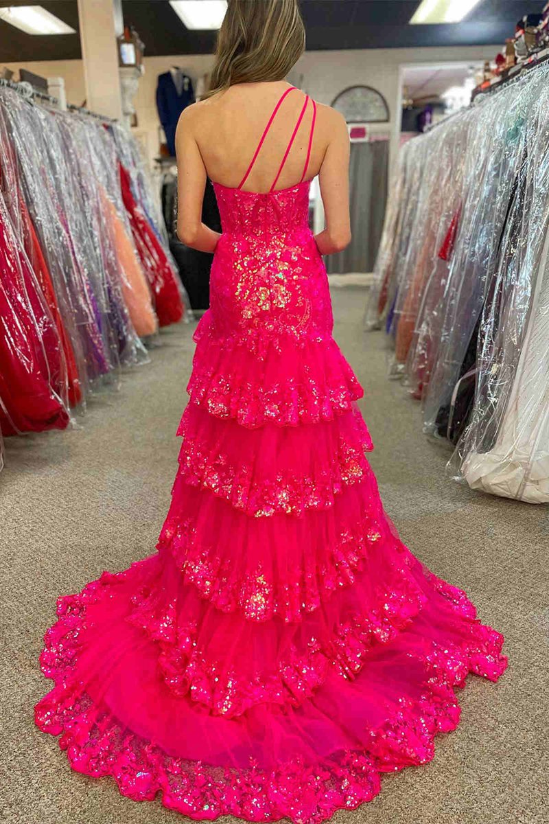 Sheath One Shoulder Tie Lace Long Prom Dresses