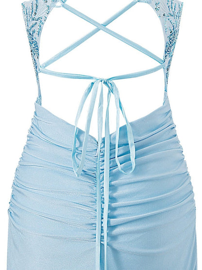 Sheath Short V Neck Jersey Homecoming Dresses