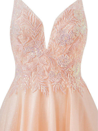 A-line Short Spaghetti Strap Glitter Tulle Homecoming Dresses