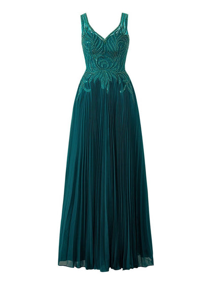 A-line V-neck Chiffon Prom Dresses