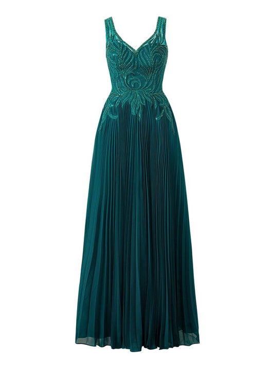 A-line V-neck Chiffon Prom Dresses