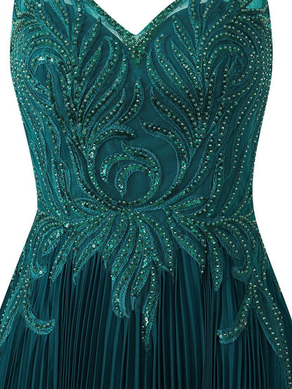 A-line V-neck Chiffon Prom Dresses