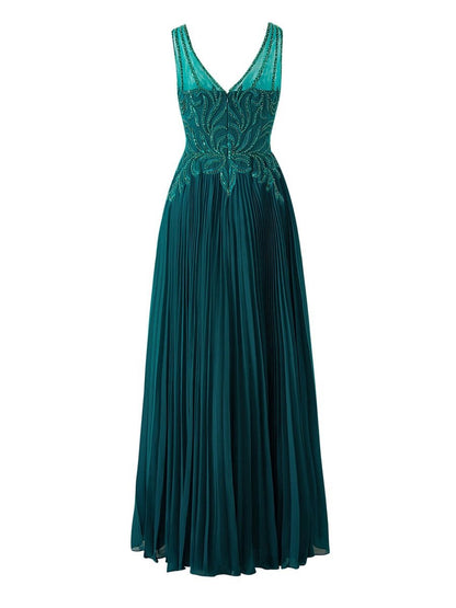 A-line V-neck Chiffon Prom Dresses