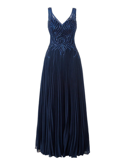 A-line V-neck Chiffon Prom Dresses