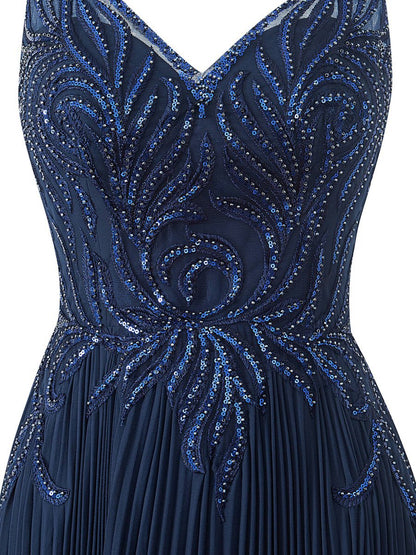 A-line V-neck Chiffon Prom Dresses