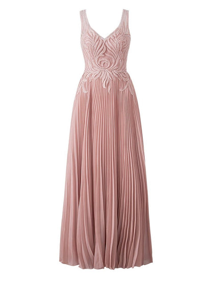 A-line V-neck Chiffon Prom Dresses