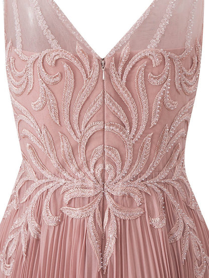 A-line V-neck Chiffon Prom Dresses