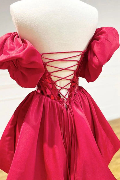 A-line Off the Shoulder Short Homecoming Dresses