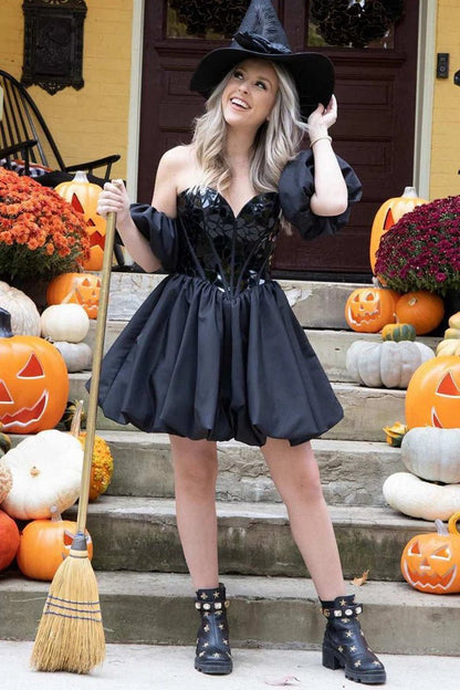 A-line Off the Shoulder Short Homecoming Dresses