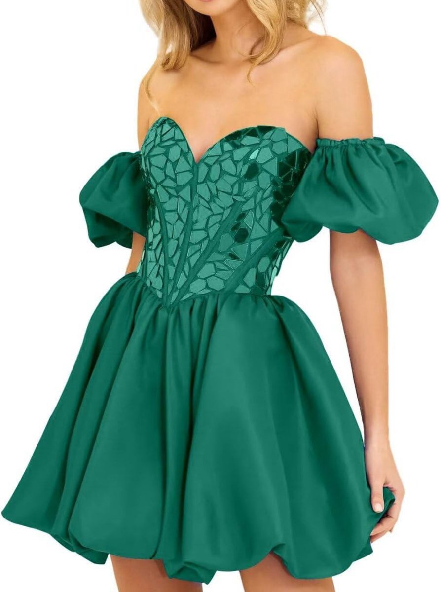 A-line Off the Shoulder Short Homecoming Dresses