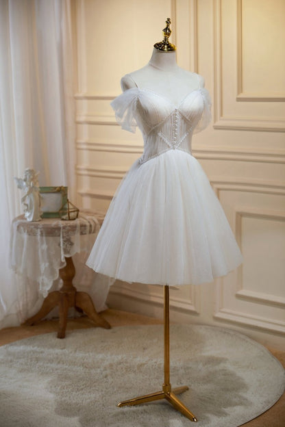 A-line V Neck Tulle Homecoming Dresses