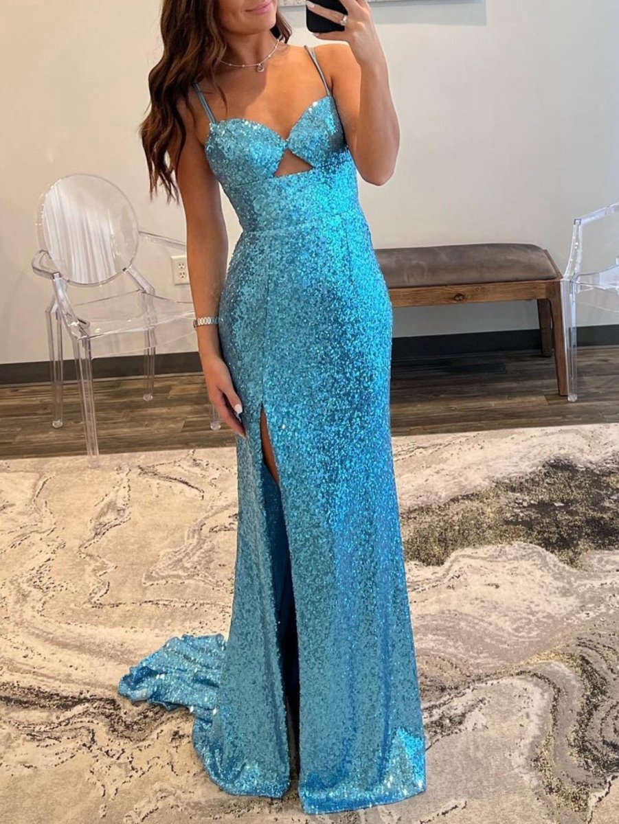 Mermaid V Neck Cutout Long Prom Dresses