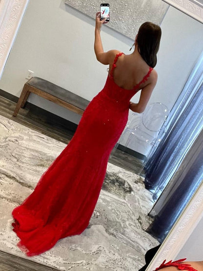 Mermaid Halter Lace Mermaid Long Prom Dresses