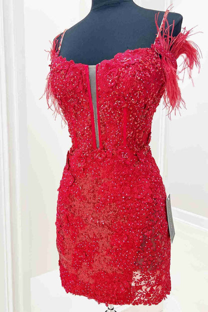 Sheath Off the Shoulder Lace Homecoming Dresses