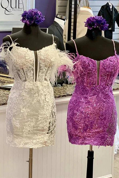 Sheath Off the Shoulder Lace Homecoming Dresses