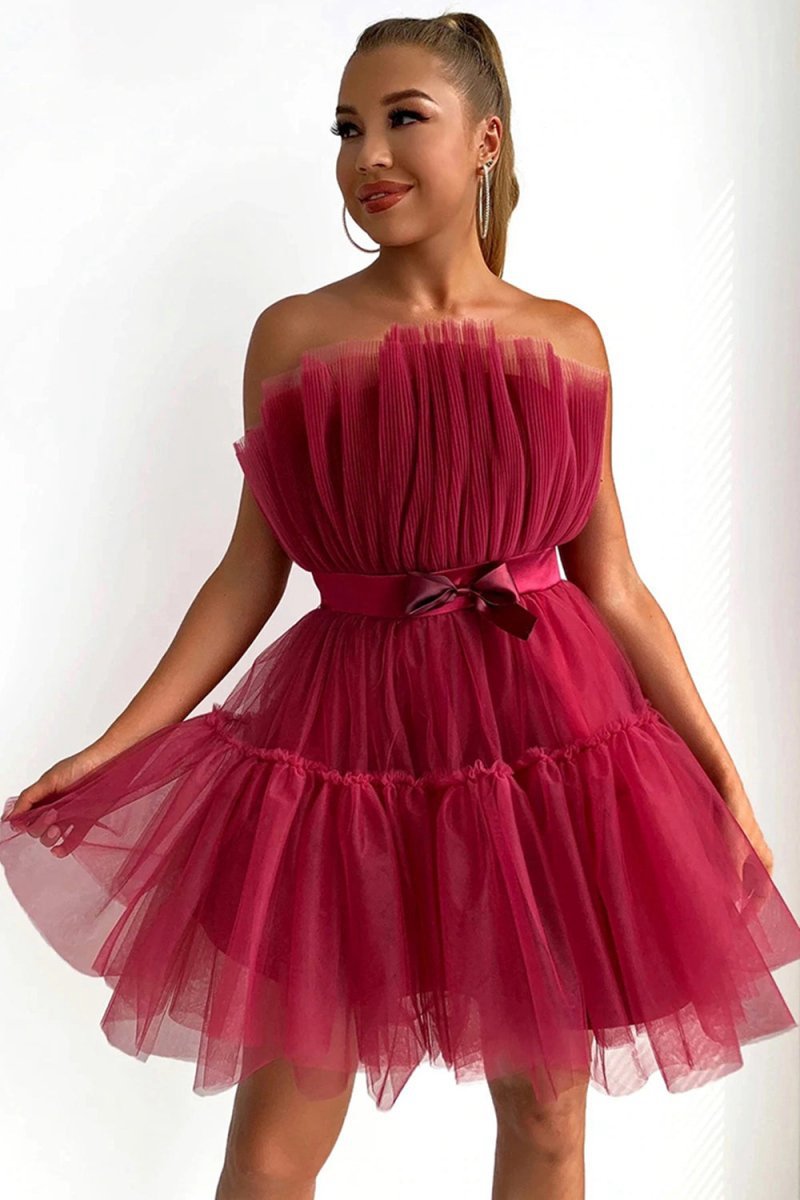 Cute A-line Strapless Short Homecoming Dresses