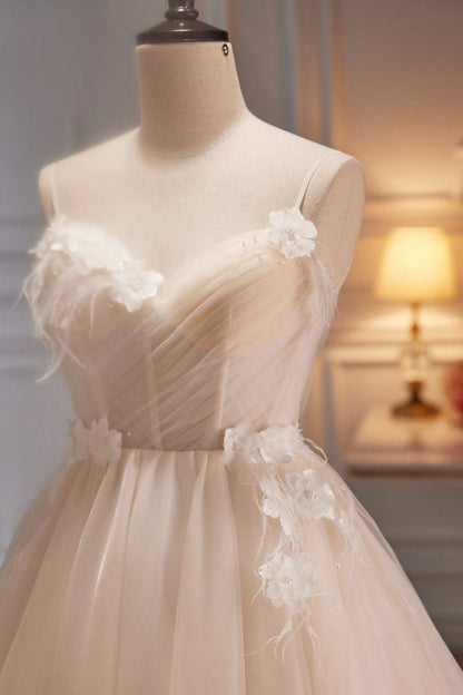 A-line Sweetheart Spaghetti Straps Tulle Short Homecoming Dresses