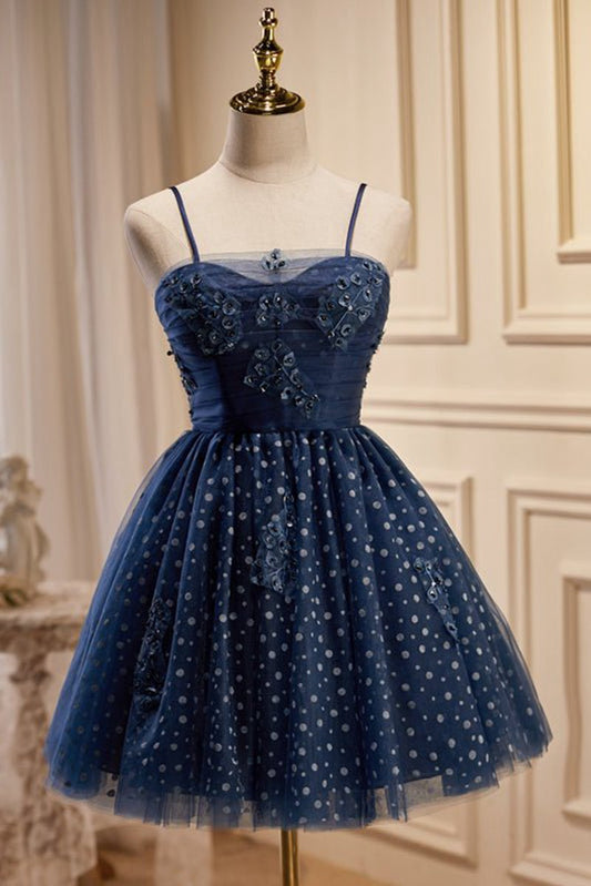 A-line Spaghetti Straps Tulle Homecoming Dresses