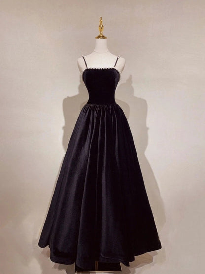 Elegant A-line Spaghetti Straps Sleeveless Backless Long Prom Dresses with Beading