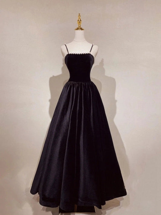 Elegant A-line Spaghetti Straps Sleeveless Backless Long Prom Dresses with Beading